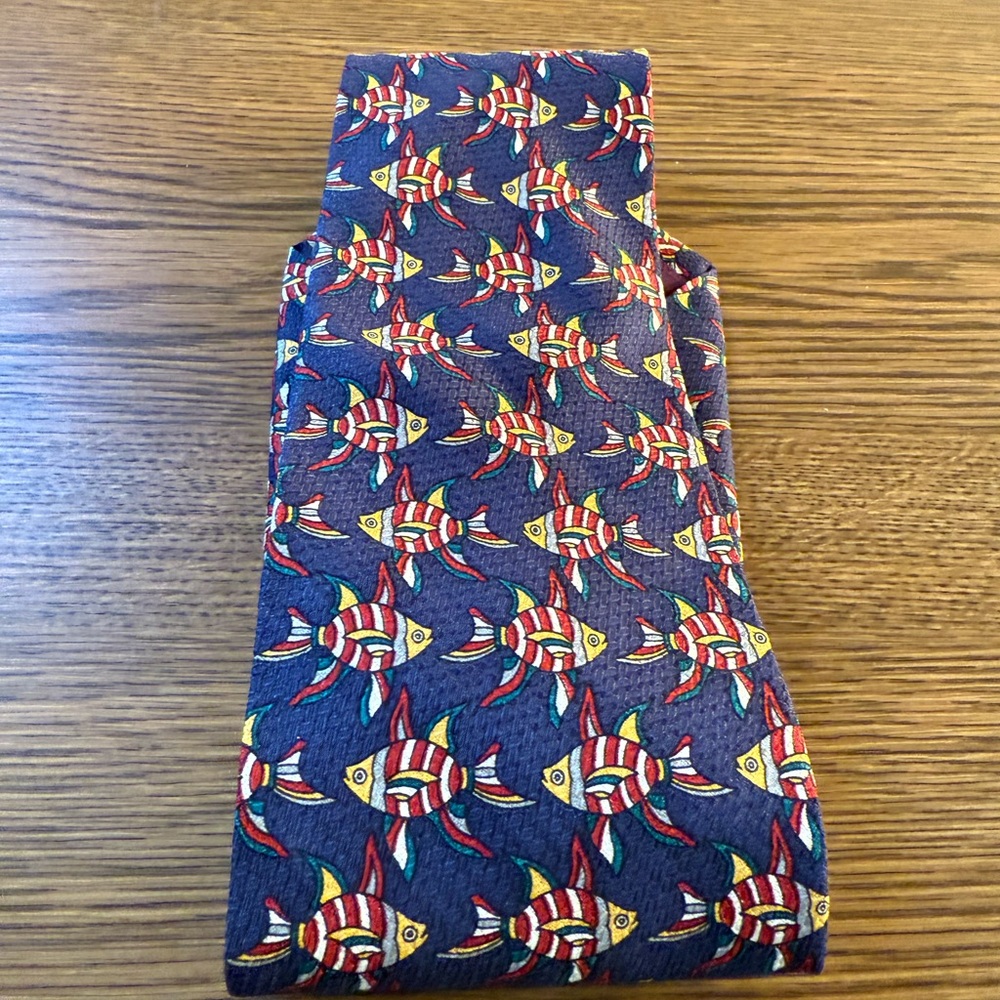 Paul Fredrick Multicolor Fish Pattern Tie